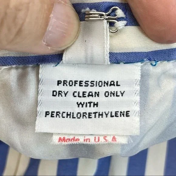 Vintage Bill Blass Blue and White Stripe Pencil Skirt Size 8 Made in USA - Picture 8 of 11